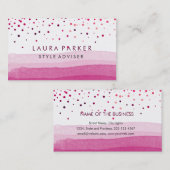 Waterverf Elegant Glitter Pink Dune Confetti Visitekaartje (Voorkant / Achterkant)
