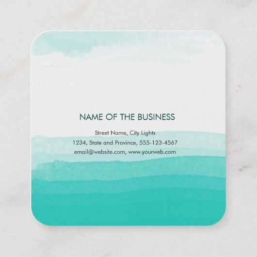 Waterverf Elegant Glitter Subtle Zee Confetti Vierkante Visitekaartje (Achterkant)