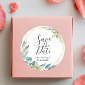 Waterverf Elegant Greenary Bruiloft Opslaan De Dat Ronde Sticker