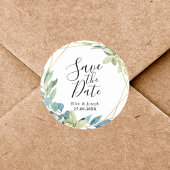 Waterverf Elegant Greenary Bruiloft Opslaan De Dat Ronde Sticker