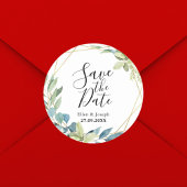 Waterverf Elegant Greenary Bruiloft Opslaan De Dat Ronde Sticker