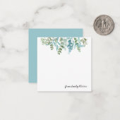 Waterverf Elegant Greenery - Aangepaste naam Notitiekaartje (Voorkant / Achterkant in situ)