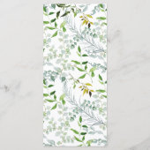 Waterverf Elegant Groen Bruiloft Menu (Achterkant)