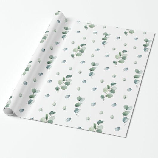Waterverf Elegant groen Eucalyptus bladeren Cadeaupapier (Uitgerold)