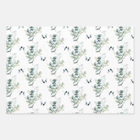 Waterverf Elegant groen Eucalyptus bladeren Inpakpapier Vel (Voorkant 2)