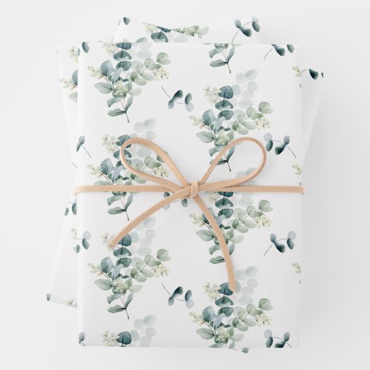 Waterverf Elegant groen Eucalyptus bladeren Inpakpapier Vel (In situ)