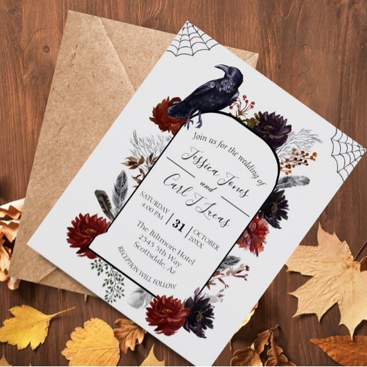 Waterverf Elegant Halloween Floral Boho Feather