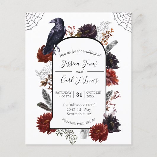 Waterverf Elegant Halloween Floral Boho Feather (Voorkant)