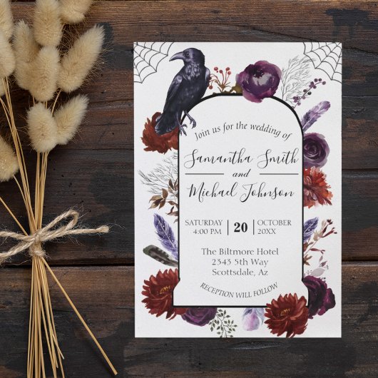 Waterverf Elegant Halloween Floral Boho Paars Kaart