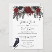 Waterverf Elegant Halloween Floral Crow Feather I Kaart (Voorkant)