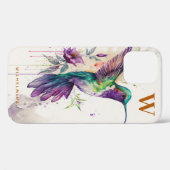 Waterverf Elegant Hummingbird Funny Monogram Naam Case-Mate iPhone Case (Achterkant (horizontaal))