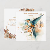 Waterverf Elegant Hummingbird Monogram met naam (Voorkant / Achterkant)