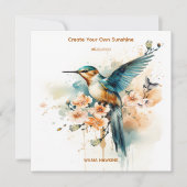 Waterverf Elegant Hummingbird Monogram met naam (Voorkant)