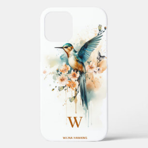 Waterverf Elegant Hummingbird Monogram met naam Case-Mate iPhone Case