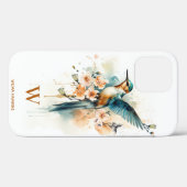 Waterverf Elegant Hummingbird Monogram met naam Case-Mate iPhone Case (Achterkant (horizontaal))