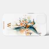 Waterverf Elegant Hummingbird Monogram met naam Case-Mate iPhone Case (Achterkant (horizontaal))