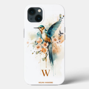 Waterverf Elegant Hummingbird Monogram met naam Case-Mate iPhone Case
