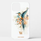 Waterverf Elegant Hummingbird Monogram met naam Case-Mate iPhone Case (Achterkant)