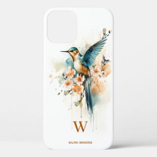Waterverf Elegant Hummingbird Monogram met naam Case-Mate iPhone Case