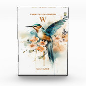Waterverf Elegant Hummingbird Monogram met naam Fotoblokken (Voorkant)