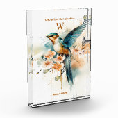 Waterverf Elegant Hummingbird Monogram met naam Fotoblokken (Links)