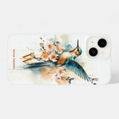 Waterverf Elegant Hummingbird Monogram met naam iPhone Hoesje (Achterkant horizontaal)
