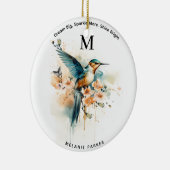 Waterverf Elegant Hummingbird Monogram met naam Keramisch Ornament (Rechts)