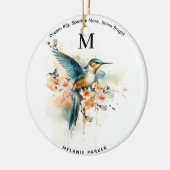 Waterverf Elegant Hummingbird Monogram met naam Keramisch Ornament (Links)