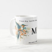 Waterverf Elegant Hummingbird Monogram met naam Koffiemok (Voorkant links)