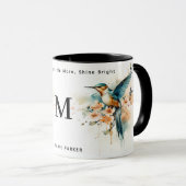 Waterverf Elegant Hummingbird Monogram met naam Mok (Voorkant rechts)