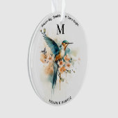 Waterverf Elegant Hummingbird Monogram met naam Ornament (voorkant)