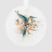 Waterverf Elegant Hummingbird Monogram met naam Ornament (achterkant)