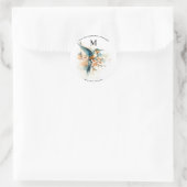 Waterverf Elegant Hummingbird Monogram met naam Ronde Sticker (Tas)