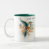 Waterverf Elegant Hummingbird Monogram met naam Tweekleurige Koffiemok (Links)