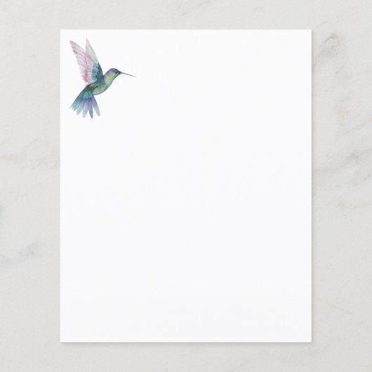 Waterverf Elegant Hummingbird Monogram Personal (Achterkant)