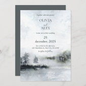 Waterverf elegant in de winter bruiloft uitnodigin kaart (Voorkant / Achterkant)