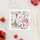 Waterverf Elegant Kerstsprookje Servet (Insitu)