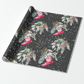 Waterverf  Elegant Kous Kerstboom Cadeaupapier (Uitgerold)