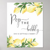 Waterverf Elegant Lemon Pop Bubble Sign Poster (Voorkant)