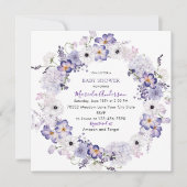 Waterverf Elegant lila Bloemen baby shower Feestdagenkaart (Voorkant)