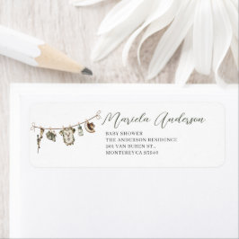 Waterverf Elegant Little Hunter baby shower Etiket