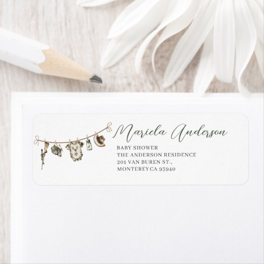 Waterverf Elegant Little Hunter baby shower Etiket (Insitu)