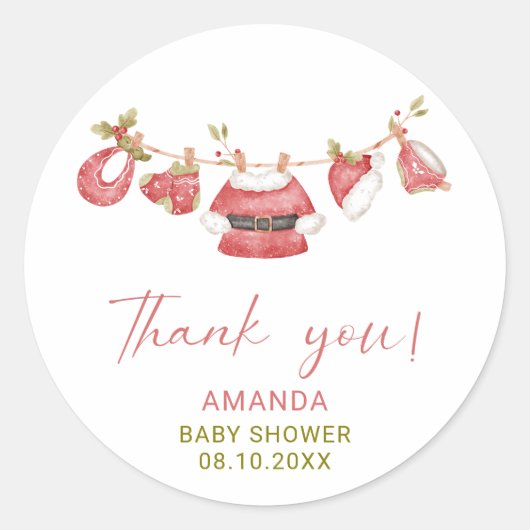 Waterverf Elegant Little Star Santa Baby shower Ronde Sticker (Voorkant)
