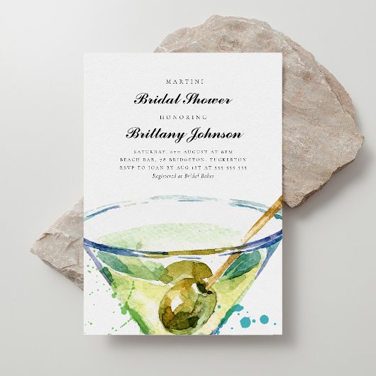 Waterverf Elegant Martini Vrijgezellenfeest Kaart