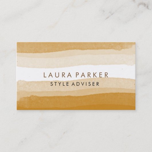 Waterverf Elegant Minimale Subtle Brown Splatter Visitekaartje (Voorkant)