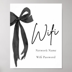 Waterverf Elegant Modern Black Bow Wifi Sign Poster