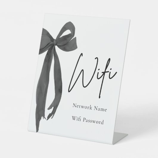 Waterverf Elegant Modern Black Bow Wifi Sign Reclamebord Met Voetstuk (Voorkant)