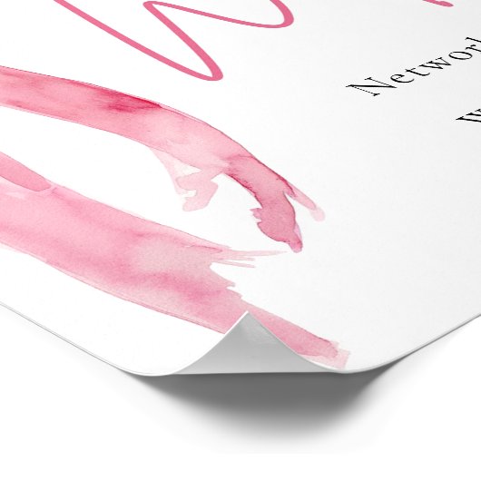 Waterverf Elegant Modern Blush Roze Bow WiFi-teken Poster (Hoek)