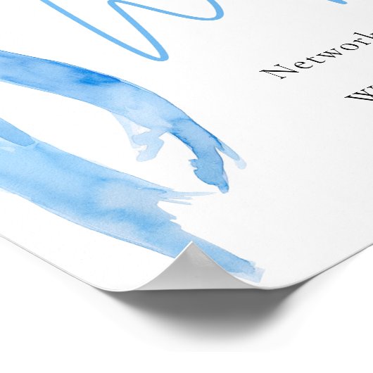 Waterverf Elegant Modern Dusty Blue Bow WiFi Sign Poster (Hoek)