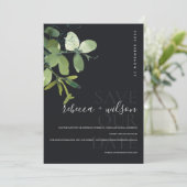 WATERVERF ELEGANT MODERN GREEN NAVY EUCALYPTUS SAVE THE DATE (Staand voorkant)